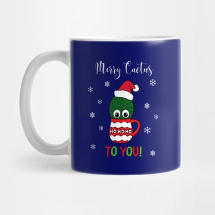 Merry Cactus To You - Cactus With A Santa Hat In A Christmas Mug Mug